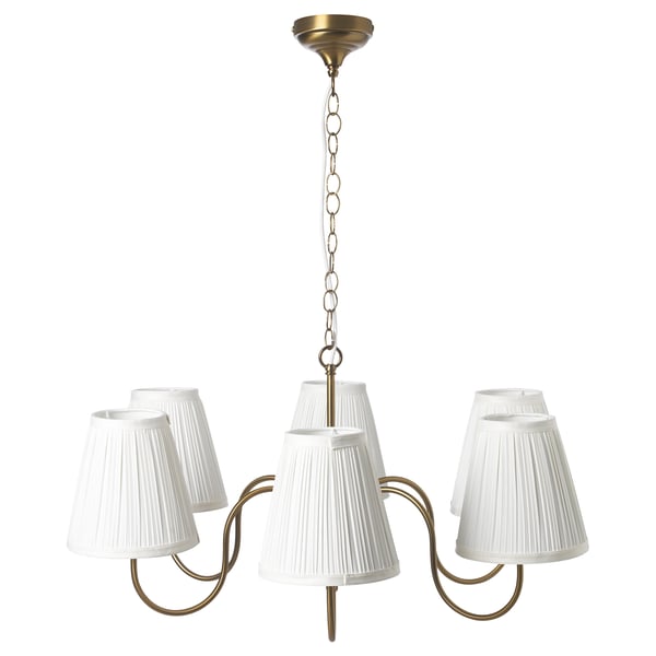 ESARP Chandelier, 6-armed, brass-colour/fabric, 18 cm