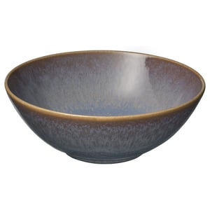 FÄRGKLAR bowl: blue, rustic stoneware, round, simple, handcrafted look.