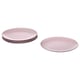 A set of four pink FÄRGKLAR stoneware plates, round and uniformly simple in design.