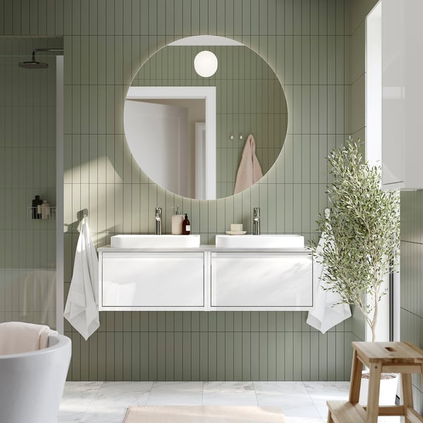 FAXÄLVEN Mirror with built-in lighting, 100 cm
