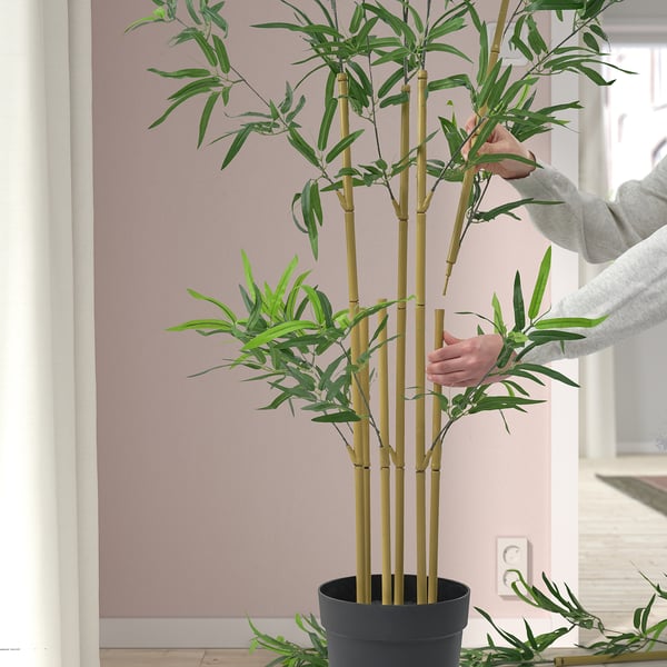 FEJKA Artificial potted plant, in/outdoor bamboo, 23 cm