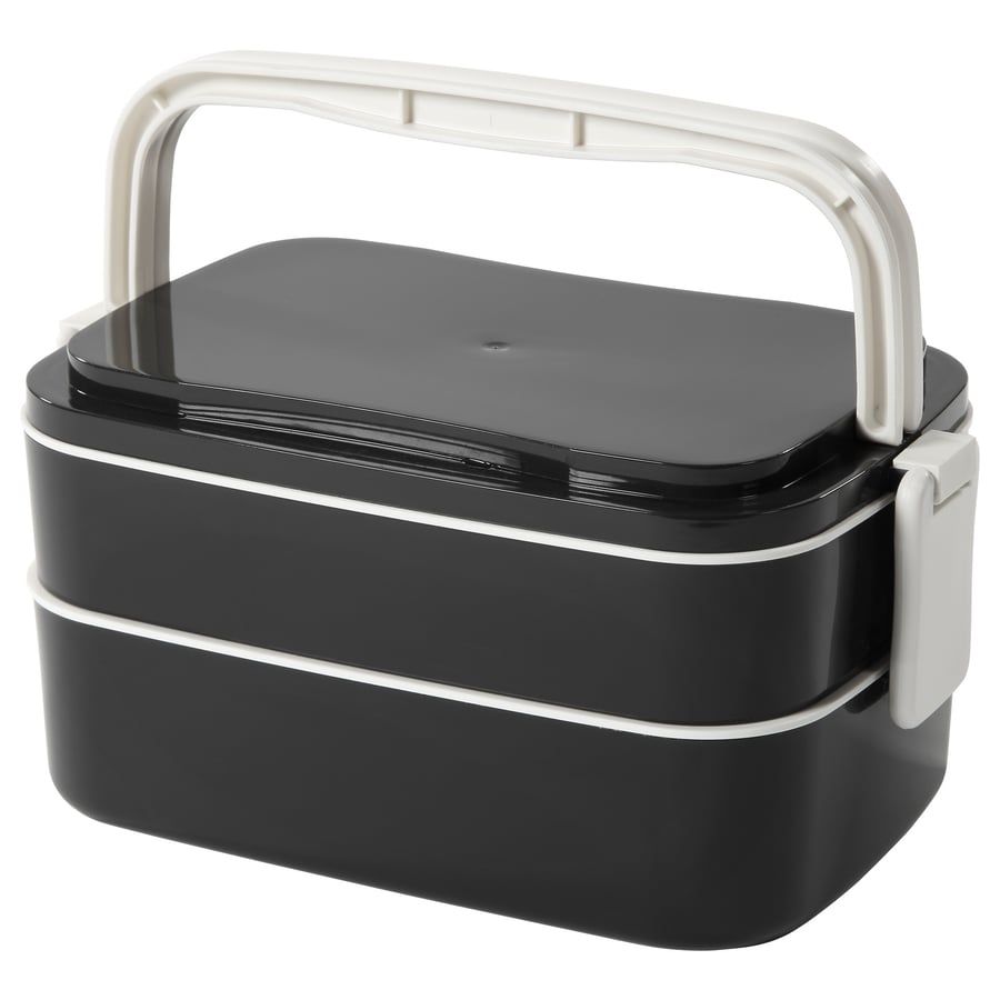 FLOTTIG Lunch box, black/white, 21x13x10 cm IKEA