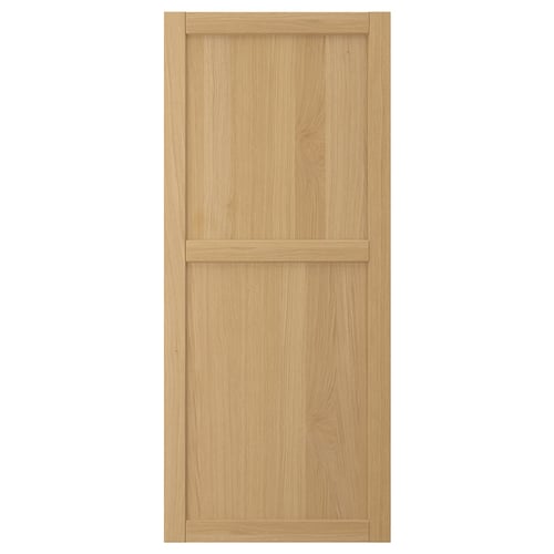 FORSBACKA light oak cabinet door, rectangular shape, simple design with bevelled edges.