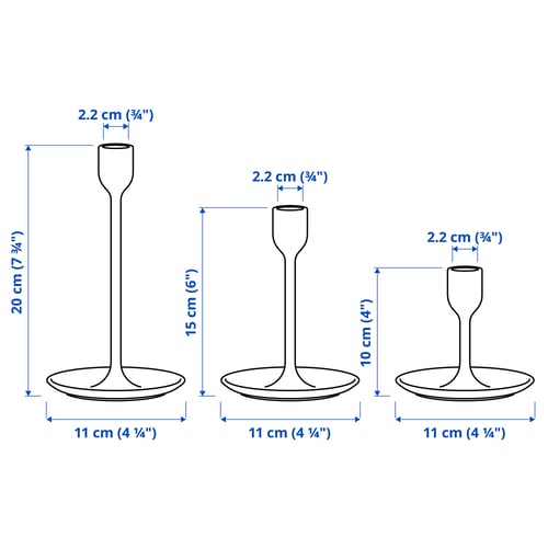 FULLTALIG Candlestick, set of 3, brass-colour