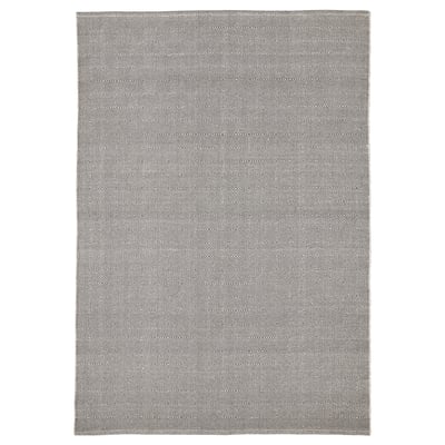 A rectangular GÅNGVÄG rug, black and grey with a geometric pattern, made of 100% cotton.
