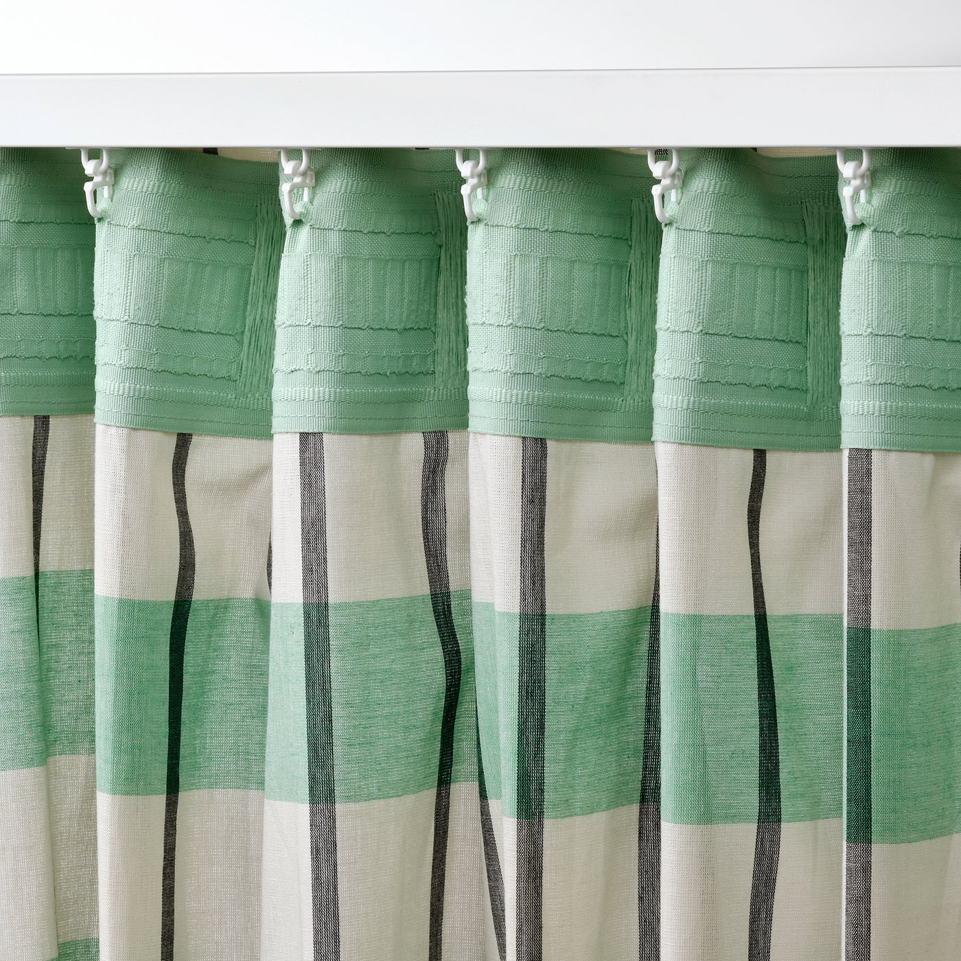 GLANSHAGTORN curtain, 1 piece, green white/black, 300x300 cm - IKEA