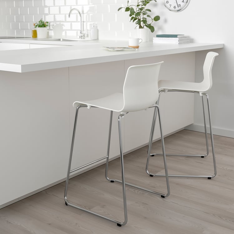 GLENN Bar stool, white/chrome-plated, 66 cm - IKEA