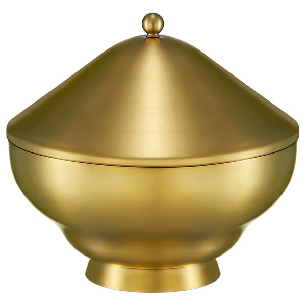GOKVÄLLÅ Serving bowl with lid, gold-colour