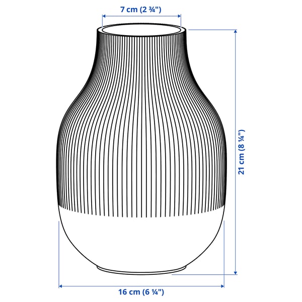 GRADVIS Vase, dark grey, 21 cm