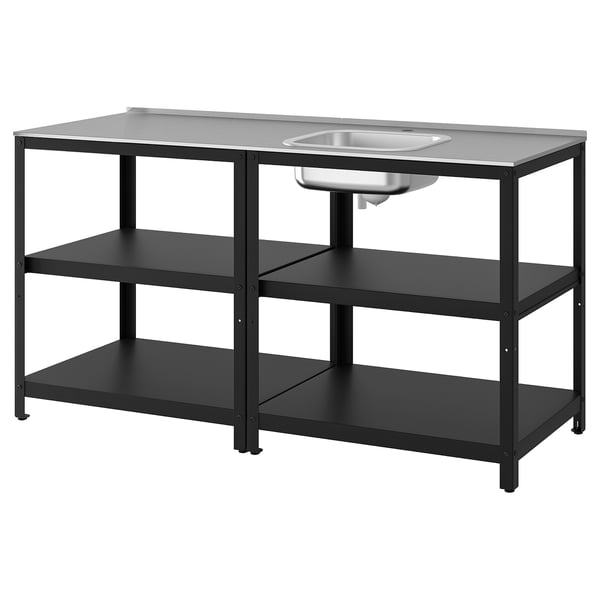 Grillskar مطبخ مع وحدة حوض خارجي ستينلس ستيل Ikea