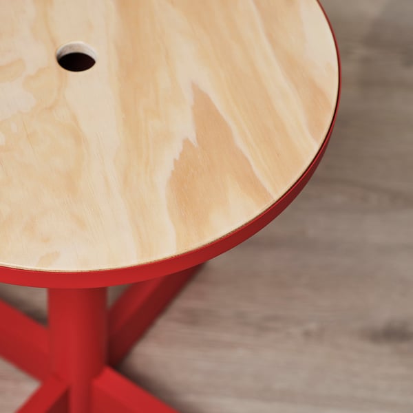 GRIMSARBO Side table, pine plywood/bright red
