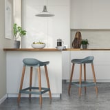 GRÖNSTA Bar stool, counter height grey-turquoise/in/outdoor, 64 cm