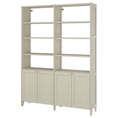 GULDDRAGARE Storage combination, beige/with 4 doors with shelves, 159x37x216 cm