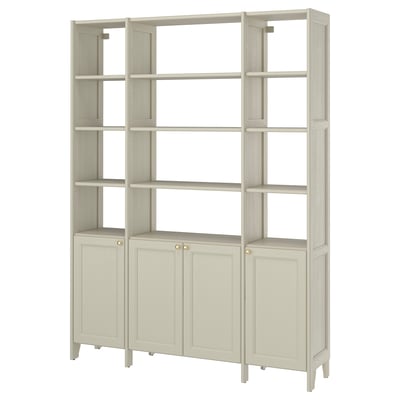GULDDRAGARE Storage combination, beige/with 4 doors with shelves, 162x37x216 cm