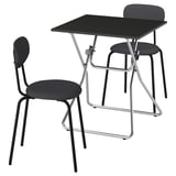 GUNDE / ÖSTANÖ Table and 2 chairs, folding black/Remmarn dark grey, 67x67 cm