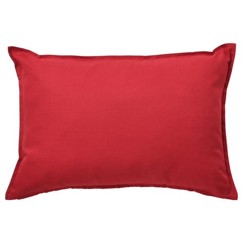 GURLI red rectangular cotton pillow with zip closure, ideal for sofa decor.