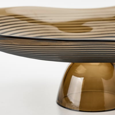 HÄCKPOPPEL Decorative bowl with base, brown, 24 cm