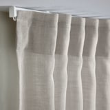HÄLLEBRÄCKA Sheer curtains, 1 pair, light grey/with heading tape, 145x300 cm
