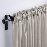 HÄLLEBRÄCKA Sheer curtains, 1 pair, light grey/with heading tape, 145x300 cm