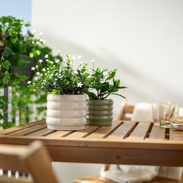 HASSELBUKETT Plant pot, in/outdoor/beige, 12 cm