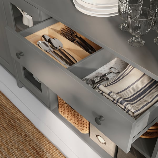 HAUGA Sideboard, grey, 140x46x84 cm