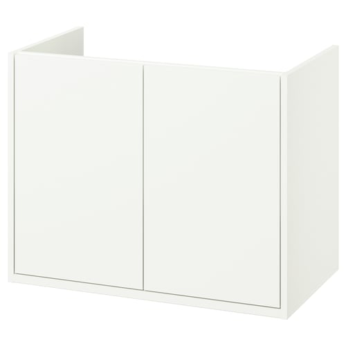 Havbaeck white bathroom cabinet, modern, minimalist design, wall-mountable, wood composite.