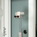 HAVREKROSS Wall organiser w hooks, light grey-beige, 23x13 cm