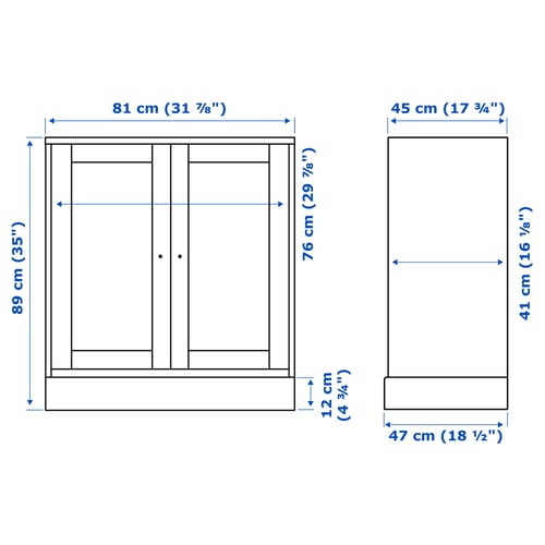 Illustration with measurements for the product: HAVSTA.