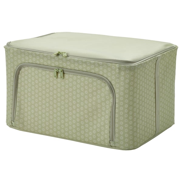 HEMMAFIXARE Storage case, flower/pale grey-green, 34x51x28 cm