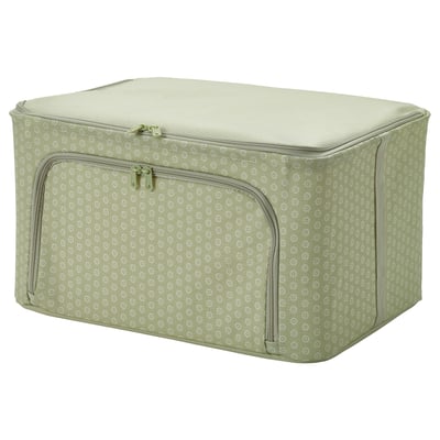 HEMMAFIXARE Storage case, flower/pale grey-green, 34x51x28 cm