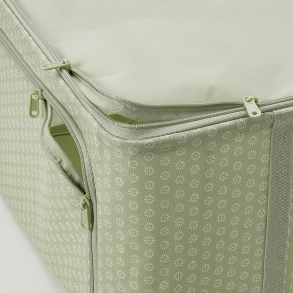 HEMMAFIXARE Storage case, flower/pale grey-green, 34x51x28 cm
