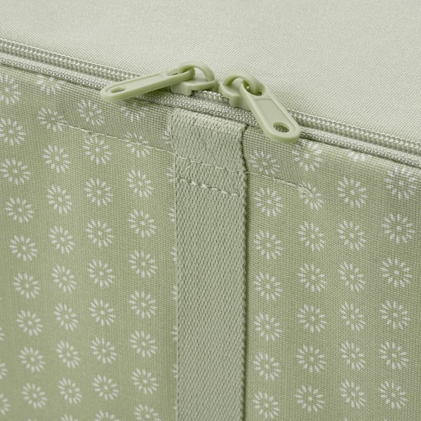 HEMMAFIXARE Storage case, flower/pale grey-green, 69x51x19 cm