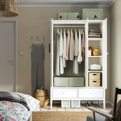 HEMMAFIXARE Storage case, flower/pale grey-green, 69x51x19 cm