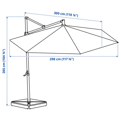 Illustration with measurements for the product: HISSÖ.