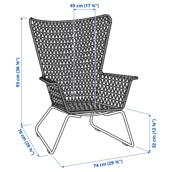 Illustration with measurements for the product: HÖGSTEN.