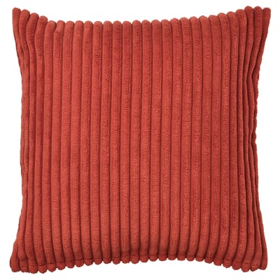 HÖSTAGILLE red cushion, square, corduroy, recycled polyester, textured stripes.