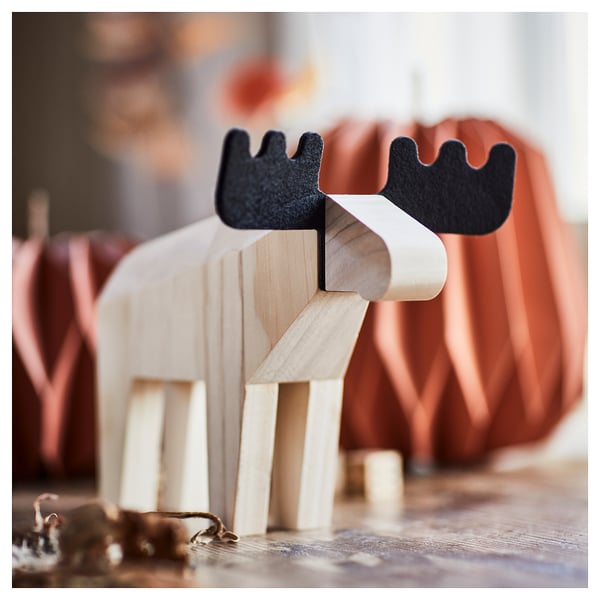 HÖSTAGILLE Decoration, moose, pine/black, 18 cm