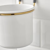 HULTARP Container, white/brass-colour polished, 14x16 cm