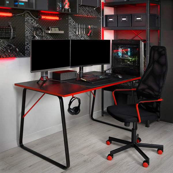 HUVUDSPELARE Gaming desk, black, 140x80 cm - IKEA