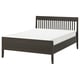 IDANÄS bed, dark brown, solid pine, rectangular, slatted headboard.