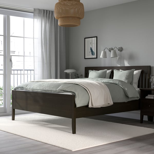 IDANÄS Bed frame, dark brown/Luröy, 180x200 cm