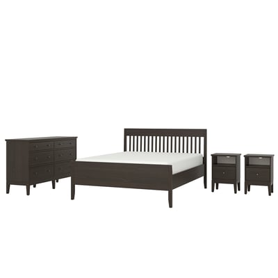 IDANÄS Bedroom furniture, set of 4, dark brown, 160x200 cm