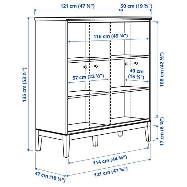 IDANÄS Cabinet with bi-folding doors, white, 121x135 cm