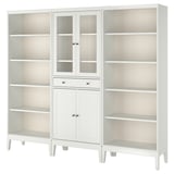 IDANÄS Storage combination w glass doors, white, 244x39x211 cm