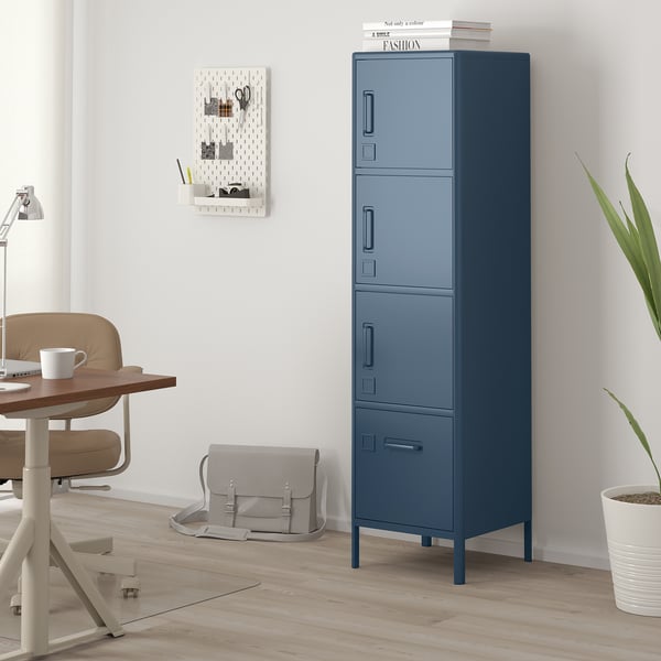 Idasen High Cabinet With Drawer And Doors Blue Ikea