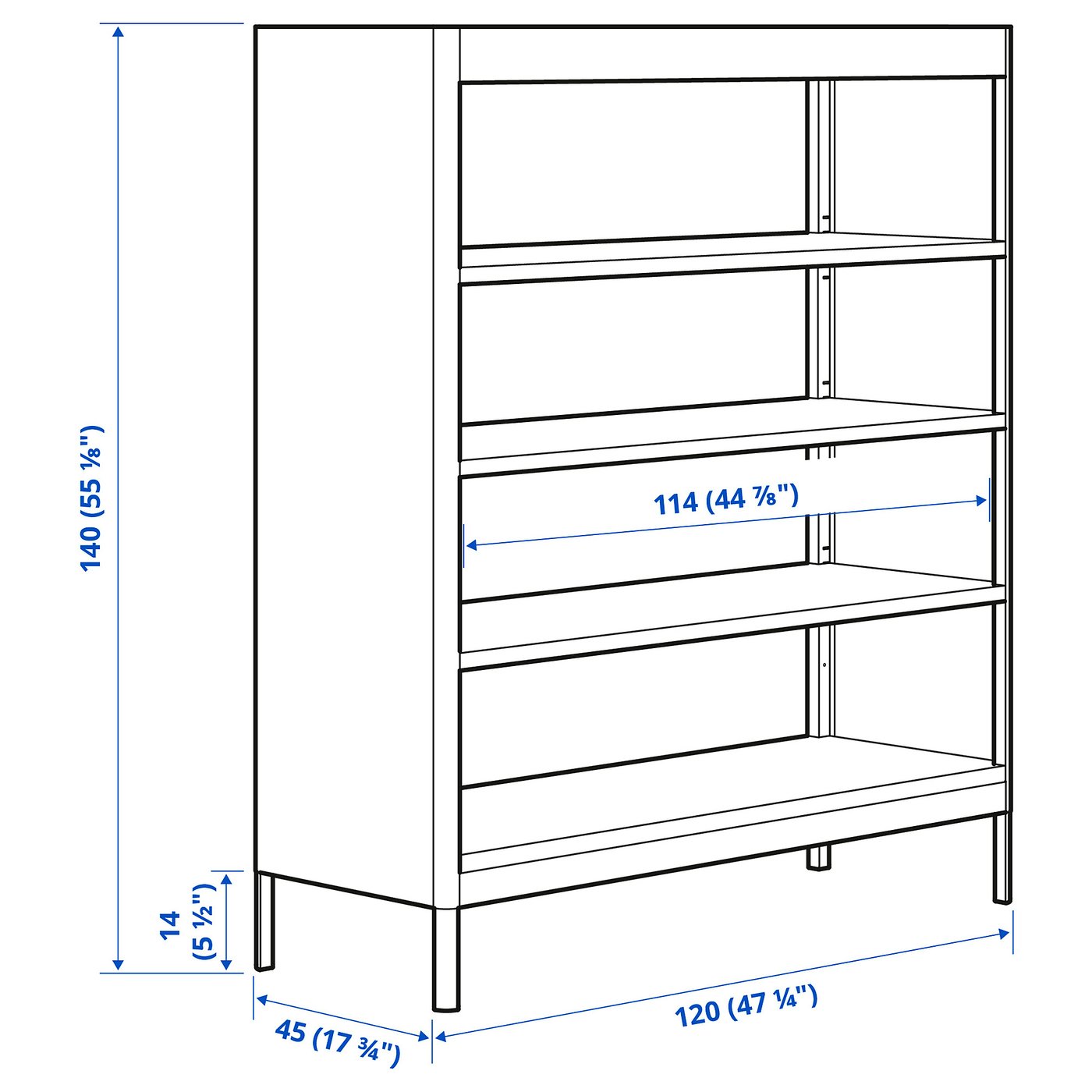IDÅSEN shelving unit, dark grey, 120x45x140 cm - IKEA