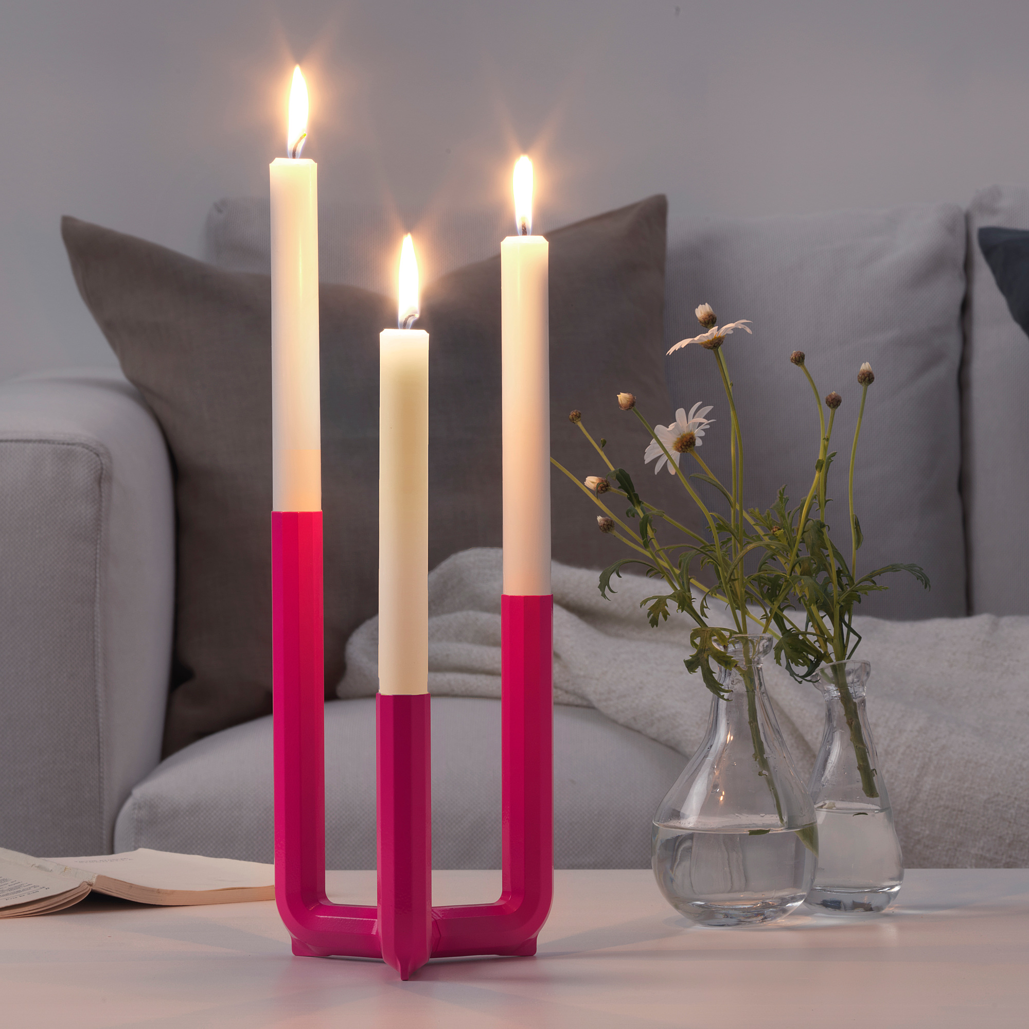 IKEA PS 2017 Candlestick for 3 candles, cerise IKEA