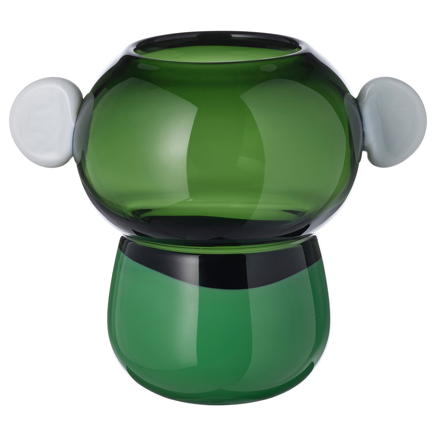 IKEA PS 2026 Vase, glass/green/white, 22 cm