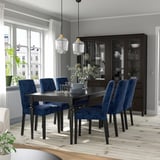 INGATORP / BERGMUND Table and 4 chairs, black/Kvillsfors dark blue/blue, 155/215 cm