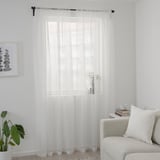 IRMALI Sheer curtains, 1 pair, white dotted/with rod pocket, 145x300 cm